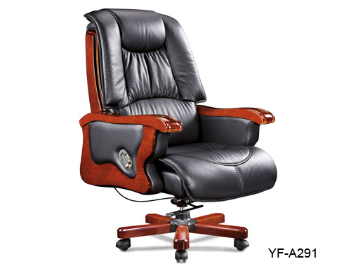 Wholesale Executive office chair with wood armrest and base, gas-lift/wheel(YF-A291)