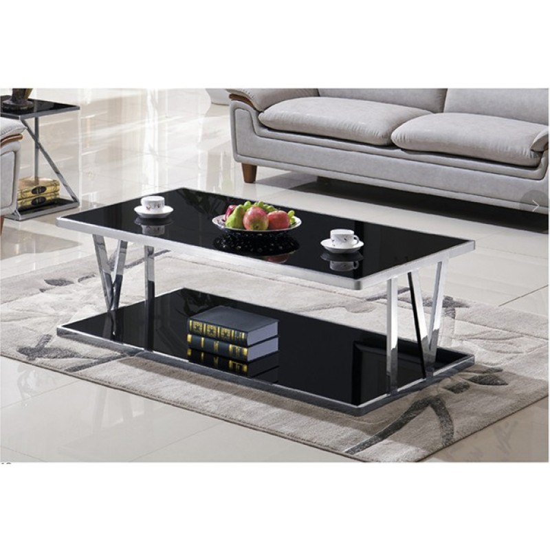 Yingfung Tea Table with stainless steel frame and 10mm tempered glass (YF-17070T)