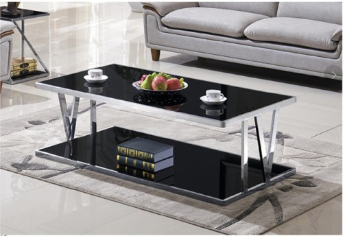 Yingfung Tea Table with stainless steel frame and 10mm tempered glass (YF-17070T)