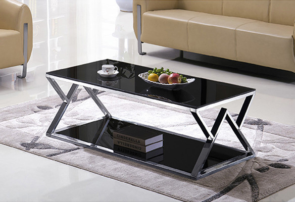 Yingfung Tea Table with stainless steel frame and 10mm tempered glass (YF-17075T)