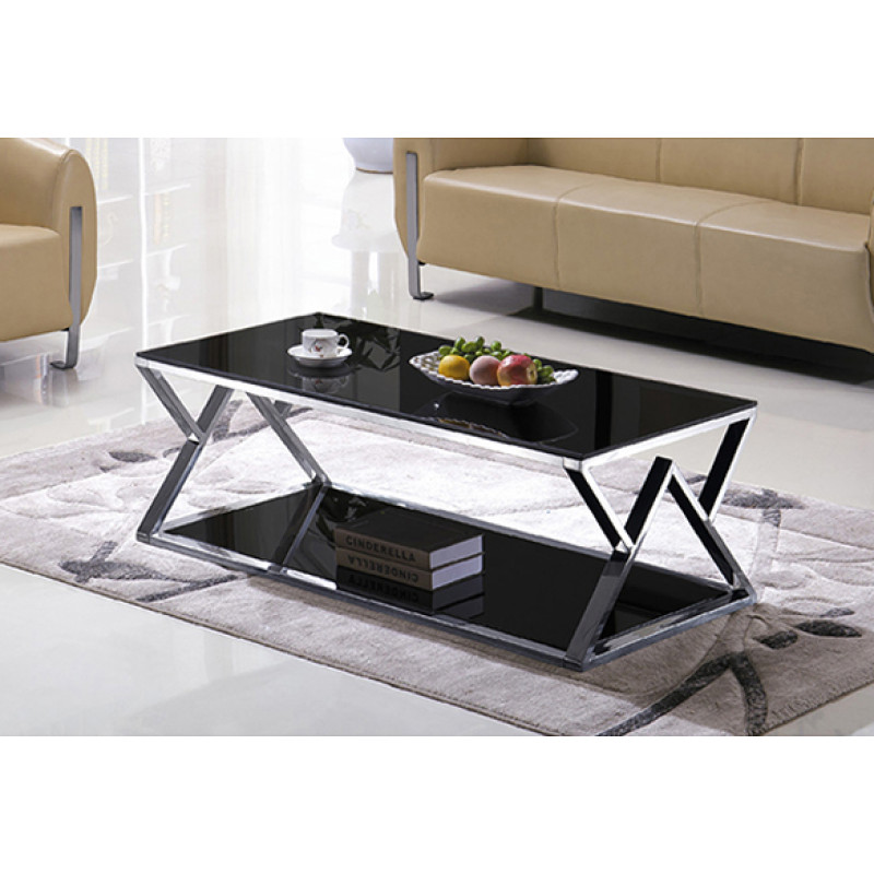 Yingfung Tea Table with stainless steel frame and 10mm tempered glass (YF-17075T)