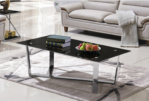 Yingfung Tea Table with stainless steel frame and 10mm tempered glass (YF-17076T)