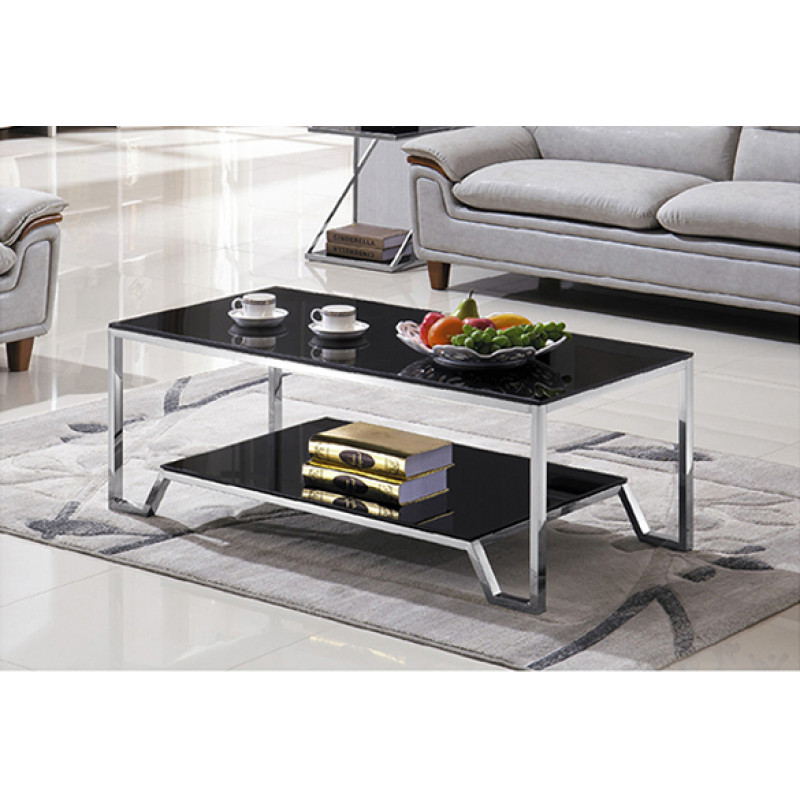 Yingfung Tea Table with stainless steel frame and 10mm tempered glass (YF-17073T)