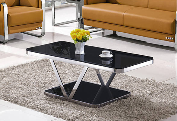 Yingfung Tea Table with stainless steel frame and 10mm tempered glass (YF-17074T)