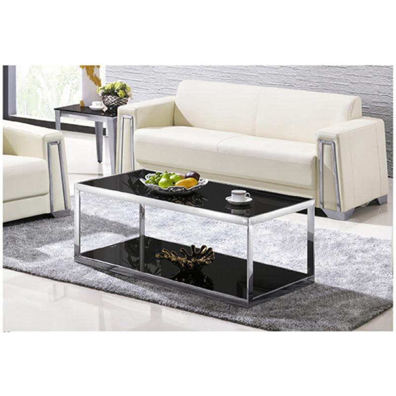 Yingfung Tea Table with stainless steel frame and 10mm tempered glass (YF-17082T)