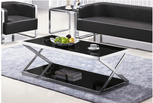 Yingfung Tea Table with stainless steel frame and 10mm tempered glass (YF-17083T)