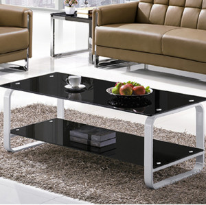 Yingfung Tea Table with White painted iron frame and 10mm tempered glass (YF-17086T)