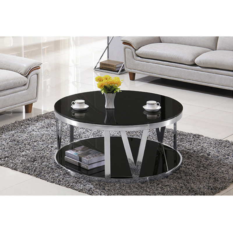 Yingfung Tea Table with stainless steel frame and 10mm tempered glass (YF-17085T)