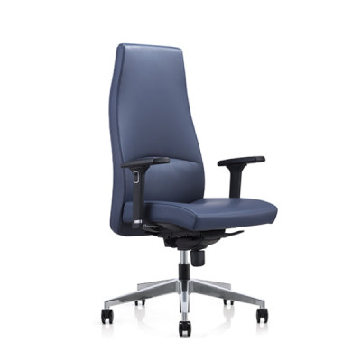 Big and Tall Blue Leather Office Executive Chair with Chrome Height Adjustable Armrests(YF-822-0891)
