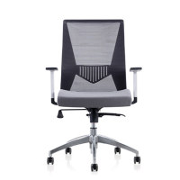 Mid Back Mesh+PU Office Swivel Chair with PP Armrest and Aluminum Base (YF-6630S-119W)