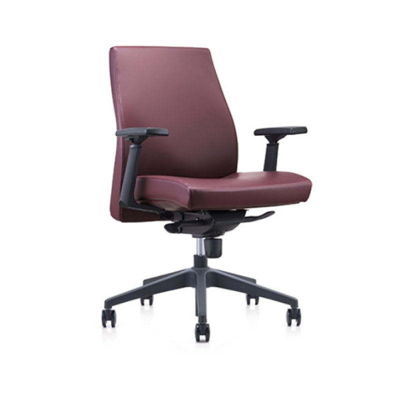 Mid-back PU/Leather Office Swivel Chair with plastic height adjustable armrest, plastic base(YF-620-02)