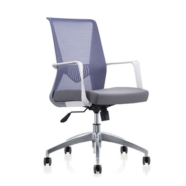 Middle Back Mesh Office Swivel Chair with PP Back and Armrest, Aluminum Alloy Base