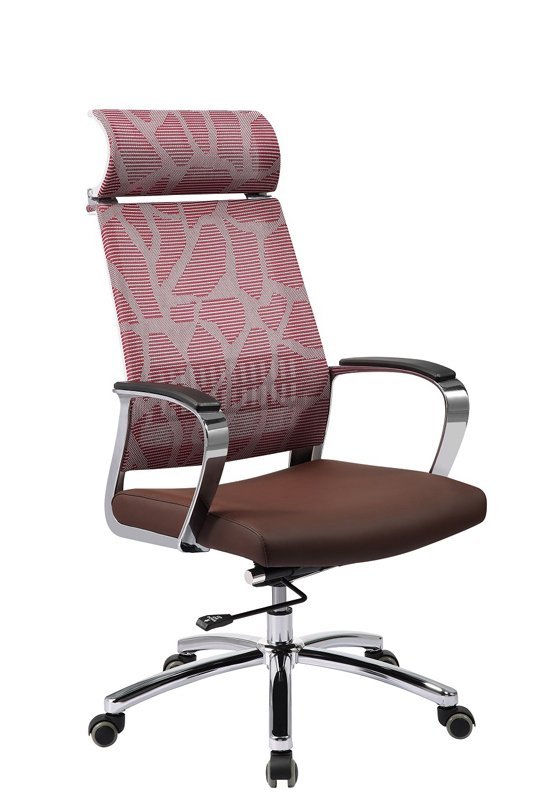 High Back Swivel Office Chair with Headrest, SS Base and Armrest (YF-9605A)