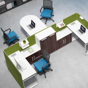2-person office screen workstation with file cabinet and negotiation table(H1-P01-2)