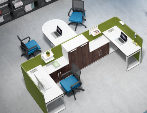 2-person office screen workstation with file cabinet and negotiation table(H1-P01-2)