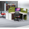 2-person office screen workstation with file cabinet (H1-P0214-2)