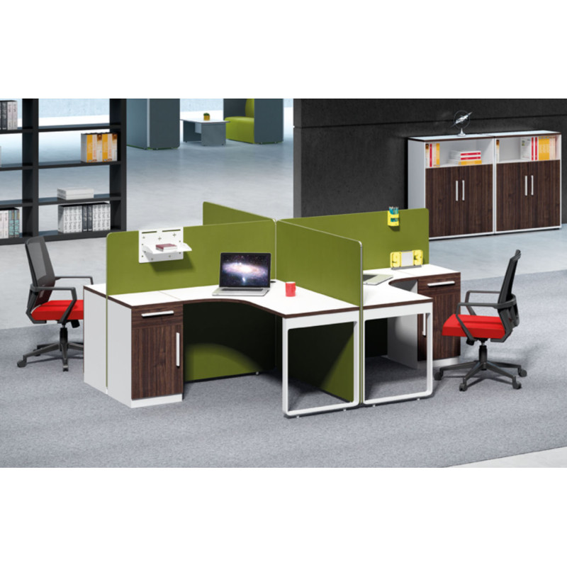 4-person office screen workstation with file cabinet(H1-P0214-4)