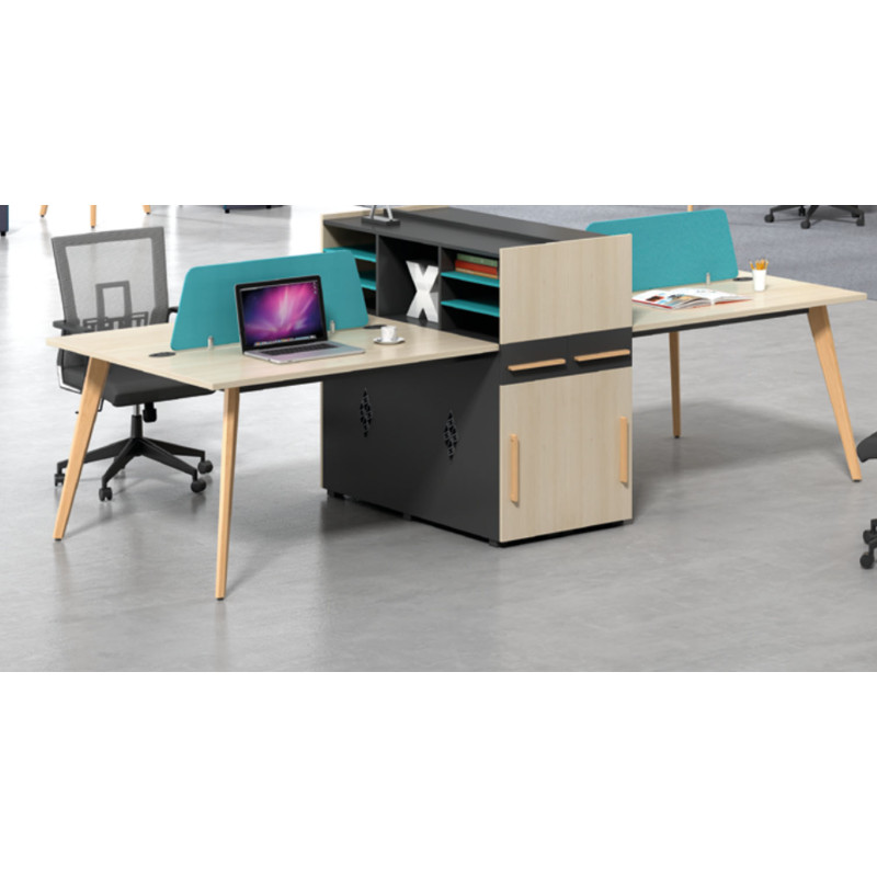 Wholesale modern modular 4 person workstations with file cabinet and drawer(H2-Z0412-4)