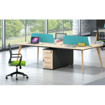 Wholesale modern modular 4 person workstations with file cabinet and drawer,made of melamine board(H2-Z0314)