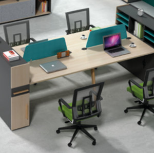 4-person office screen workstation with file cabinet(H2-Z0412-4B)