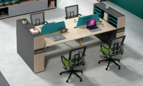 4-person office screen workstation with file cabinet(H2-Z0412-4B)