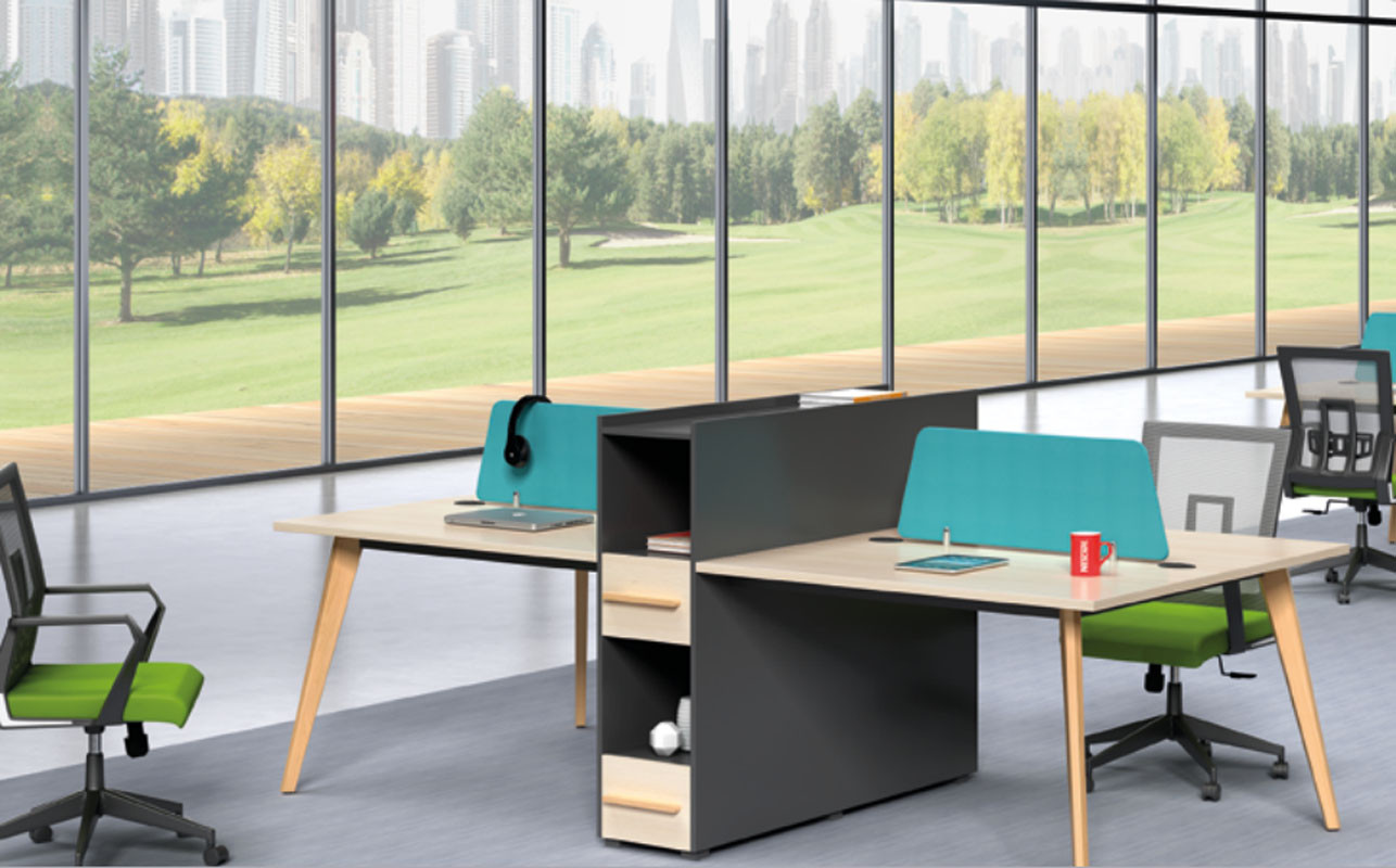 4-person office screen workstation with file cabinet and drawer,made of melamine board(H2-Z0512-4)