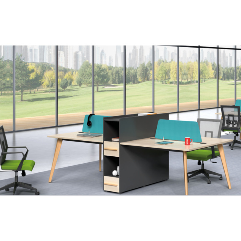 4-person office screen workstation with file cabinet(H2-Z0512-4)
