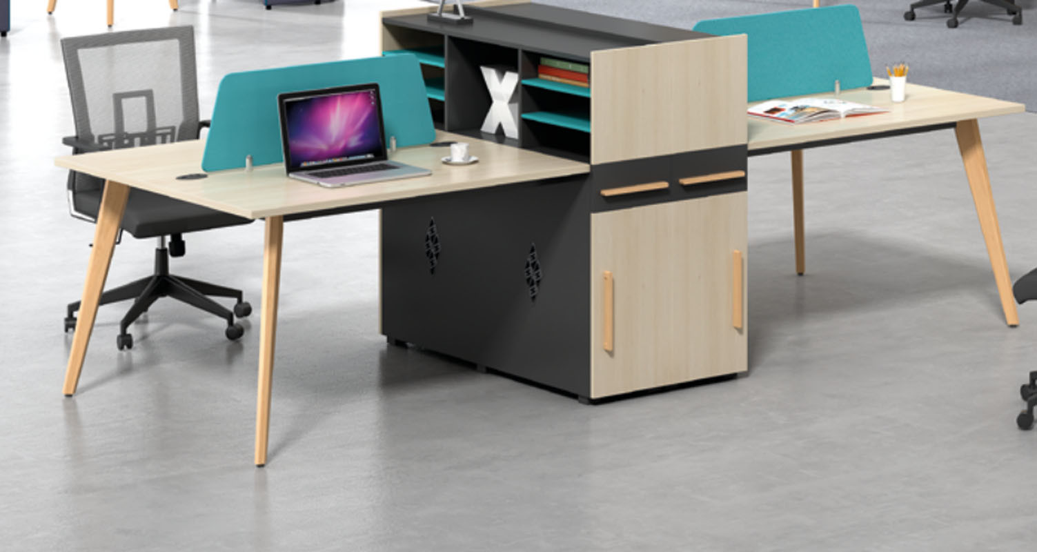 4-person office screen workstation with file cabinet and drawer,made of melamine board(H2-Z0412-4)