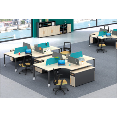 Wholesale modern modular 6 person workstations with file cabinet and drawer,made of melamine board(H4-Z0614-4)