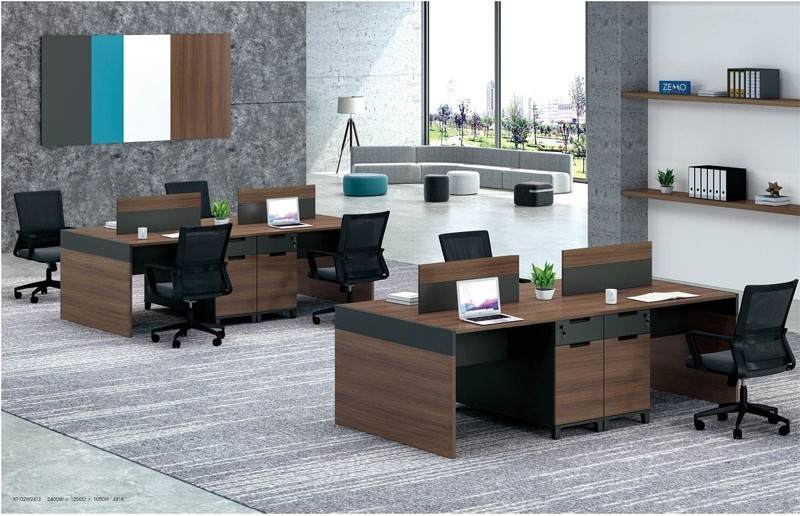 4-Person Office Screen Workstation With File Cabinet(KT-02W2412)