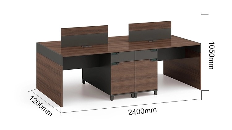 4-Person Office Screen Workstation With File Cabinet(KT-02W2412)