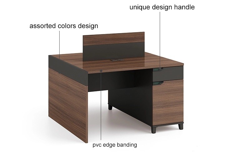 2-Person Office Screen Workstation With File Cabinet(KT-02W1412)