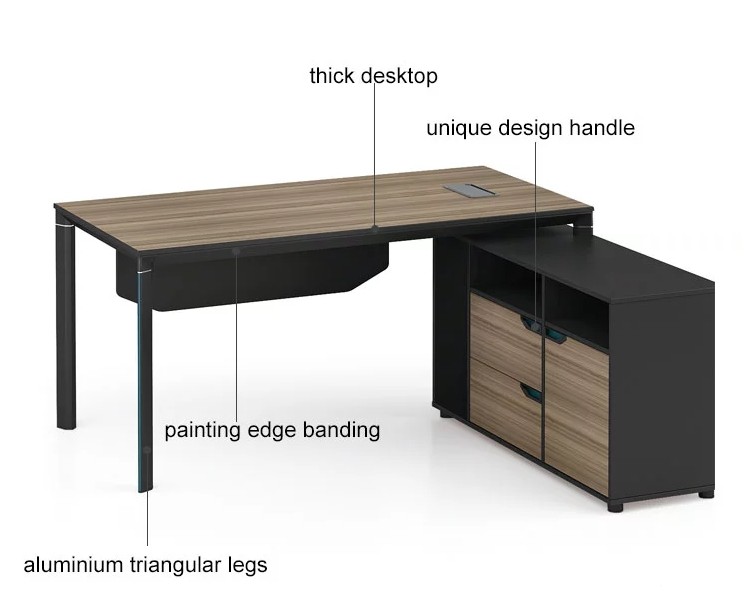 Modern Design Executive Office Desk, Made of Melamine, Aluminium triangular legs(LT-02T1616)