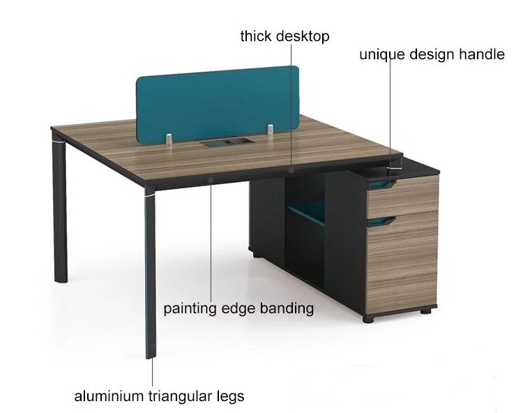 2-Person Office Screen Workstation With File Cabinet(LT-05W1412)