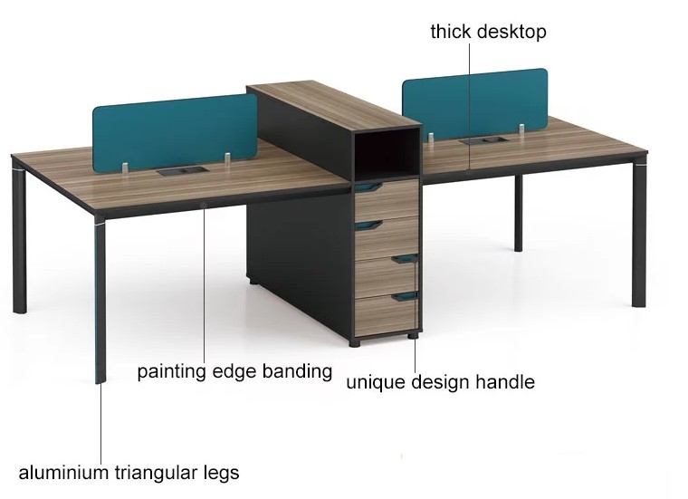 4-Person Office Screen Workstation With File Cabinet(LT-03W2712)