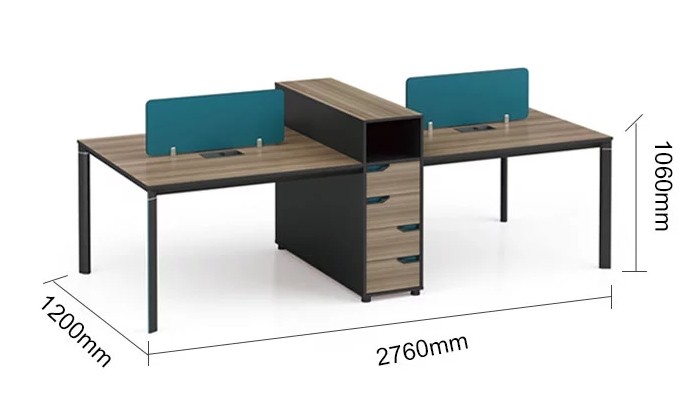 4-Person Office Screen Workstation With File Cabinet(LT-03W2712)