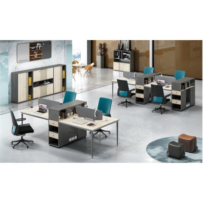 4-Person Office Screen Workstation With File Cabinet(RS-33W3212)