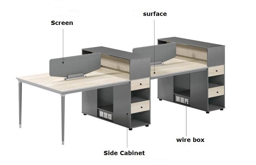 4-Person Office Screen Workstation With File Cabinet(RS-33W3212)