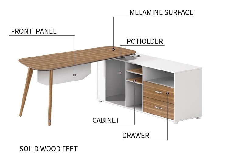 Modern Design L Shaped Executive Office Desk, Made of MDF(DS-04T2016)