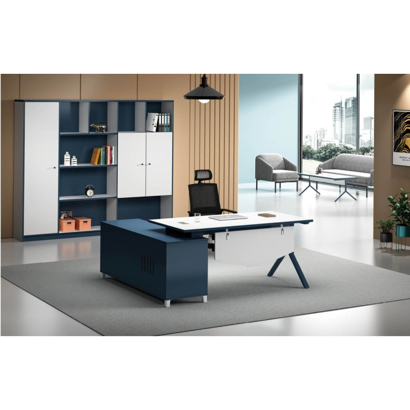 Modern Design L Shaped Executive Office Desk With Aluminum Legs (MS-51T1816)