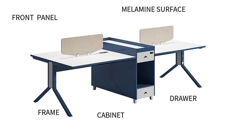 4-Person Office Screen Workstation Office Desk With File Cabinet ( MS-58W2812)