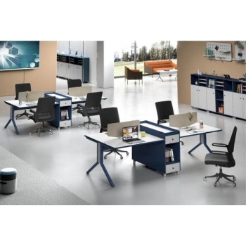 4-Person Office Screen Workstation Office Desk With File Cabinet ( MS-58W2812)