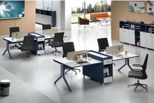 4-Person Office Screen Workstation Office Desk With File Cabinet ( MS-58W2812)