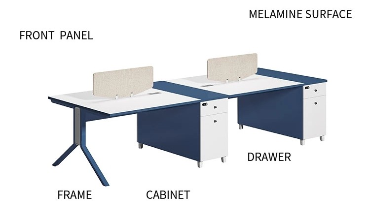 4-Person Office Screen Workstation Staff Table With File Cabinet ( MS-56W3212)