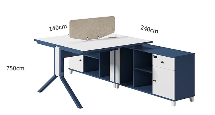 L shaped 2-Person Office Screen Workstation Executive Desk With File Cabinet ( MS-54W1424)