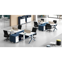L shaped 2-Person Office Screen Workstation Executive Desk With File Cabinet ( MS-54W1424)