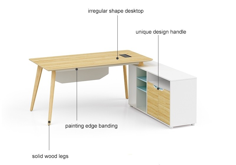 Modern Design L Shaped Executive Office Desk, Made of MFC(YM-04T1616)