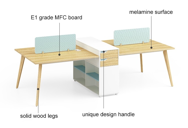 4-Person Office Screen Workstation Office Desk With File Cabinet ( YM-05W2712)