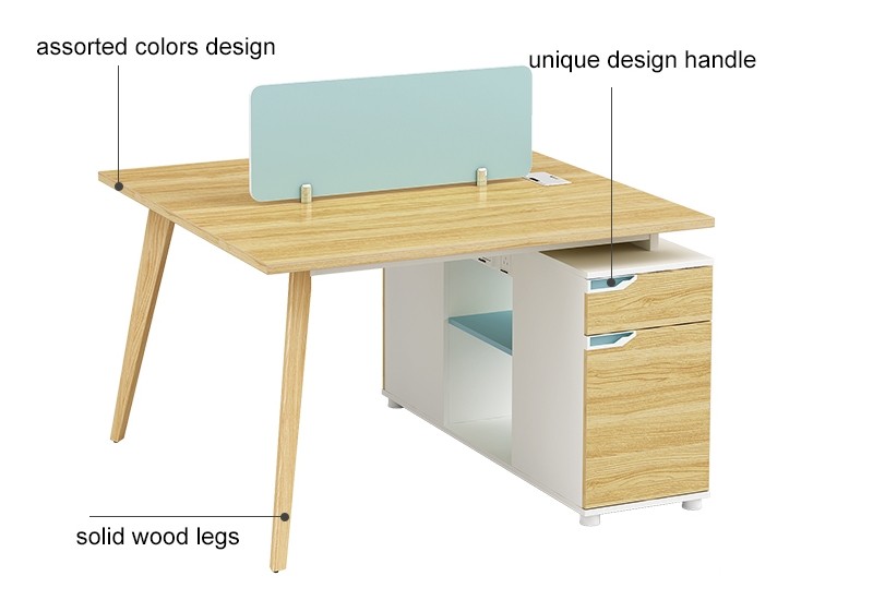 2-Person Office Screen Workstation Office Desk With File Cabinet(YM-04W1212)