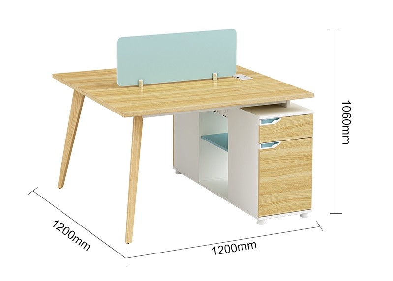 2-Person Office Screen Workstation Office Desk With File Cabinet(YM-04W1212)